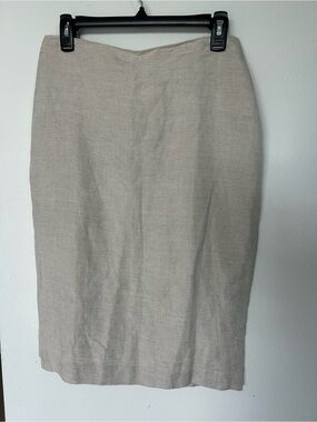Donna Karan Beige Linen-Blend Suit Pencil Skirt Size 4 NWT